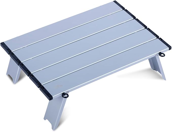 iClimb Ultralight Compact Mini Beach Picnic Folding Alu. Table with Carry Bag, Two Size (Silver - S) by iClimb