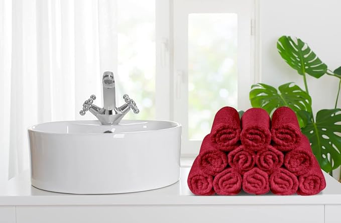 100% Cotton Washcloths 60 Pack (12x12 Inches) Soft, Highly Absorbent Washcloth, Face Towels, Wash Cloths for Face, Ring Spun, Bulk Pack (Burgundy) - Image 3
