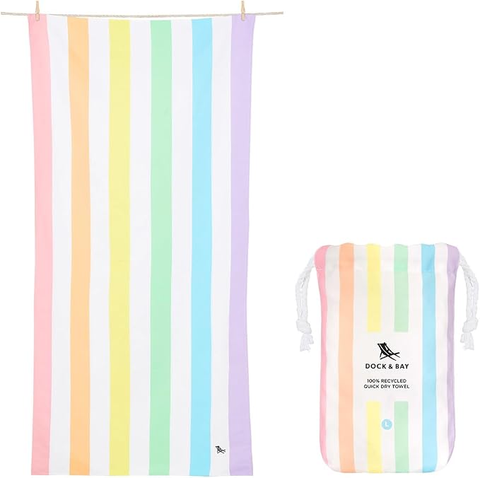 Dock & Bay Beach Towel - Quick Dry, Sand Free - Compact, Lightweight - 100% Recycled - Includes Bag - Rainbow Shores - Set of 4 - Extra Large (200x90cm, 78x35) - Image 4