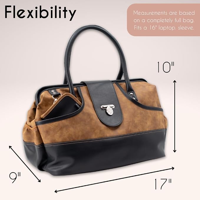 BORSALI Duffel Bag for Women, Vegan Leather Travel Set, RFID Wallet, Brown | Travel Carry On Duffel, Vegan Leather Personal Item, RFID- Blocking Travel Wallet Included, Packing Cubes & Shoe Covers - Image 4