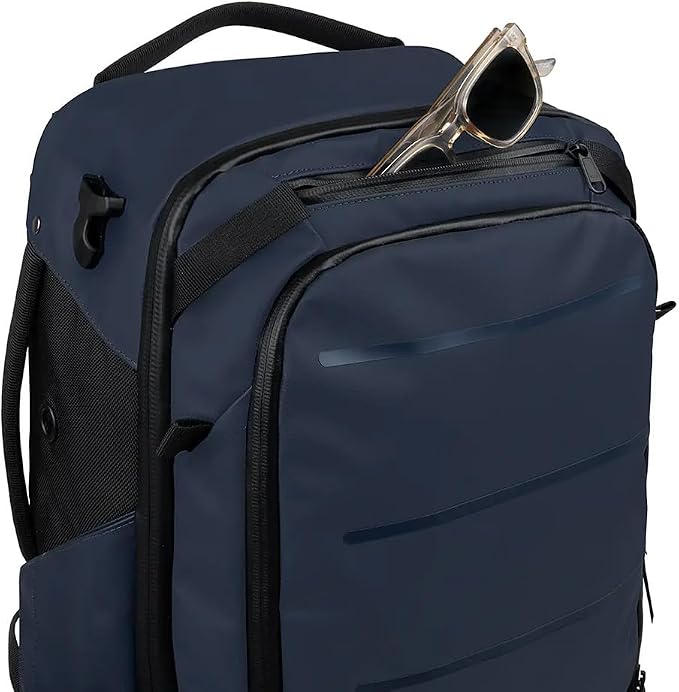 Käydä 36L Travel Backpack - Spacious Carry On Backpack with Detachable Travel Pouch, Magnetic Water Bottle Pocket, Passport and Laptop Pocket - Convertible Boot Bag for Snow Sports (Steel Blue) - Image 3