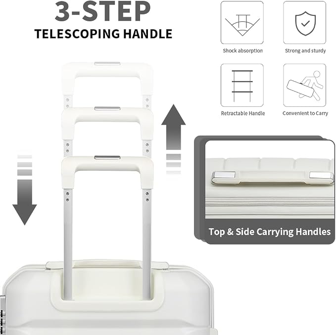 Somago Luggage Sets 4 Piece Lightweight Hardside Polypropylene Travel Suitcases with Double Spinner Wheels and TSA Lock,Creamy White - Image 6