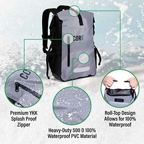 COR Surf Waterproof Dry Bag Backpack with Padded Laptop Sleeve Heavy Duty Roll-Top Pack (Dark Blue, 25L) - Image 3
