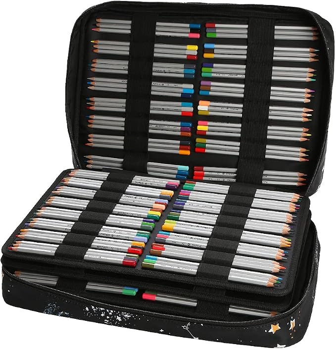 Lbxgap Portable Colored Pencil Case 480 Slots Pencil Case or 320 Gel Pen Case Large Capacity Pencil Organizer with Handle Strap Handy Colored Pencil Box for Artist - Image 4