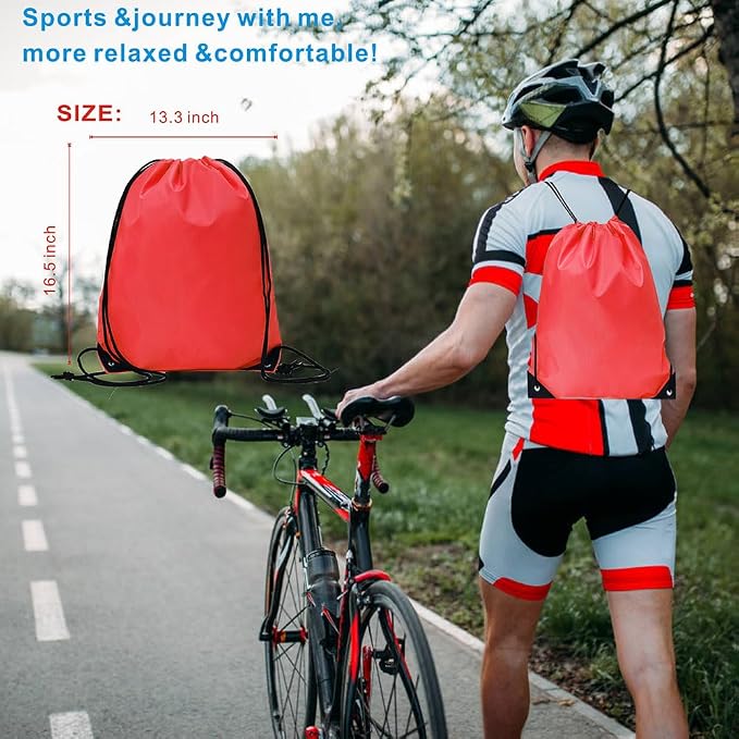 Drawstring Backpack Bulk 30 Packs Draw String Bags for Gym Sports Trip Pedestrianism Cinch Sack DIY for Women Men(Red) - Image 5