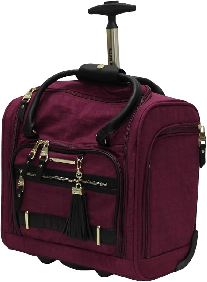 Steve Madden Designer 15 Inch Carry on Suitcase- Small Weekender Overnight Business Travel Luggage- Lightweight 2- Rolling Spinner Wheels Under Seat Bag for Women (Peek-A-Boo Purple) - Image 2