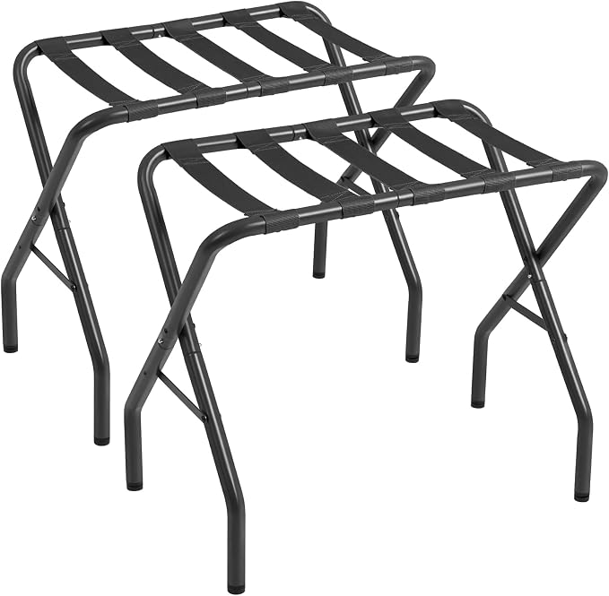 AMHANCIBLE Luggage Rack, Foldable Suitcase Stands Set of 2, Metal Luggage Holder for Guest Room, Bedroom, Hotel, Holds up to 110 lb, Easy Assemble, Black HLR01BK by AMHANCIBLE