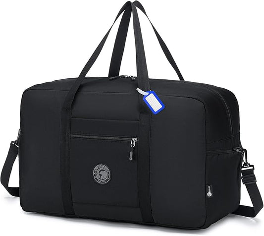 Carry on Bag 22x14x9 Airlines Approved, 48L Canvas Travel Duffel Bags for Men Women Duffle Bag for Airplane Weekender Overnight Gym (Black) by Nixjoro