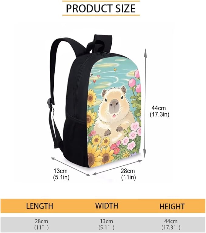 Forchrinse Capybara School Backpack for Girls 8-12 12-14 Primary School Girls Bookbag with Lunchbox Pencil Case 3 In 1 Elementary Students Schoolbags Back Pack Purse Travel Daypack Satchel - Image 3