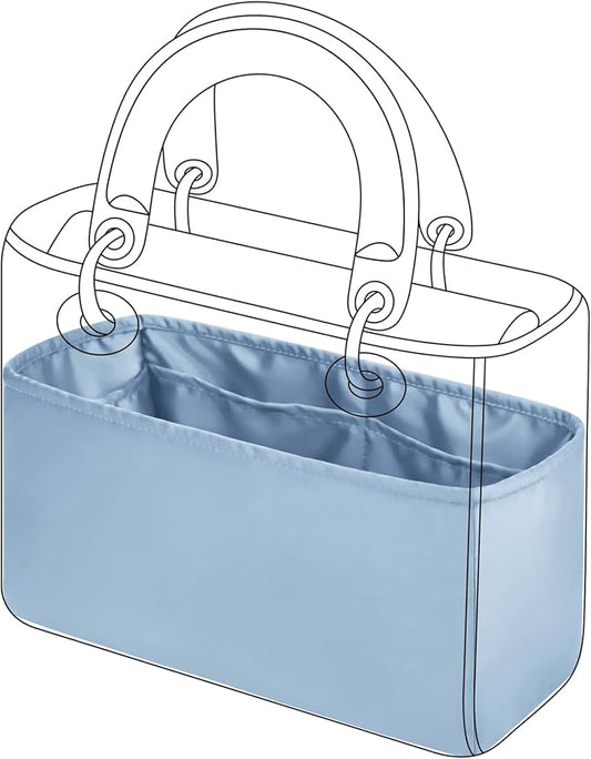 DGAZ Silk Purse Organizer Insert for Lady-Dior Bag(Azure,M) | Soft and Lightweight,Perfect Fit,Multi-pocket Storage,Bag Protector,Luxury Bag Care,Handmade,for Smooth Bag Organizer by DGAZ