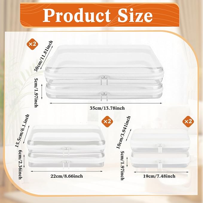 6Pcs Clear Hard Shell Zipper Case Set Travel Organizer, Hard Plastic Zipper Pouches White Storage for Makeup, Toiletry, Office Supplies & Kids Toys - Image 3