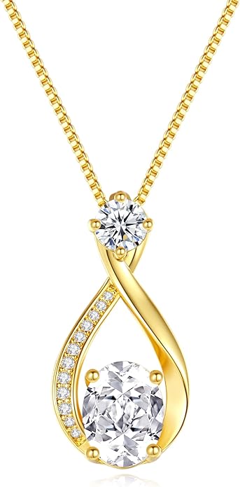1.5CT Moissanite Infinity Pendant Necklace Anniversary Wedding Gifts for Women Wife Her S925 Sterling Silver 18K White Gold/Gold Filled Jewelry for Birthday Mothers Christmas Valentines Day