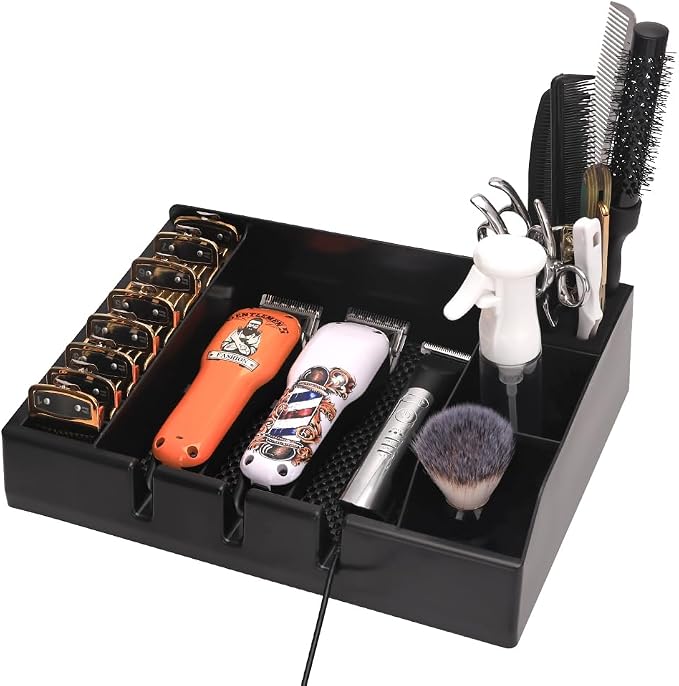 Barber Clippers Tray Station Hair Trimmer Holder Multifunctional Razors Case Stylist Hairdressing Combs Clips Scissors Holder(12.87" X 8.9") by WelcometoBarberTop