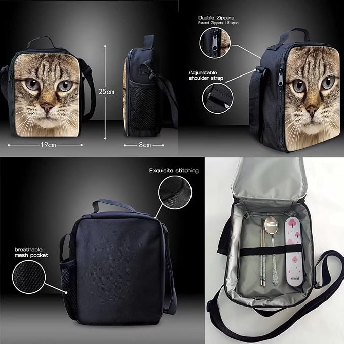 AFPANQZ Kids Backpack 3 Pieces Set Large Capacity School Bags with Heat Insulated Lunch Bags Small Pencil Bags 3 Pack - Image 6
