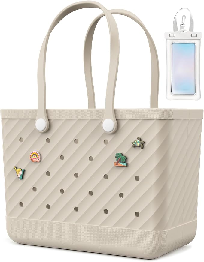 Rubber Tote Bag Extra Large & Medium, Waterproof Beach Bag for Women Men, Pool Travel Swim Silicone Tote by Unknown