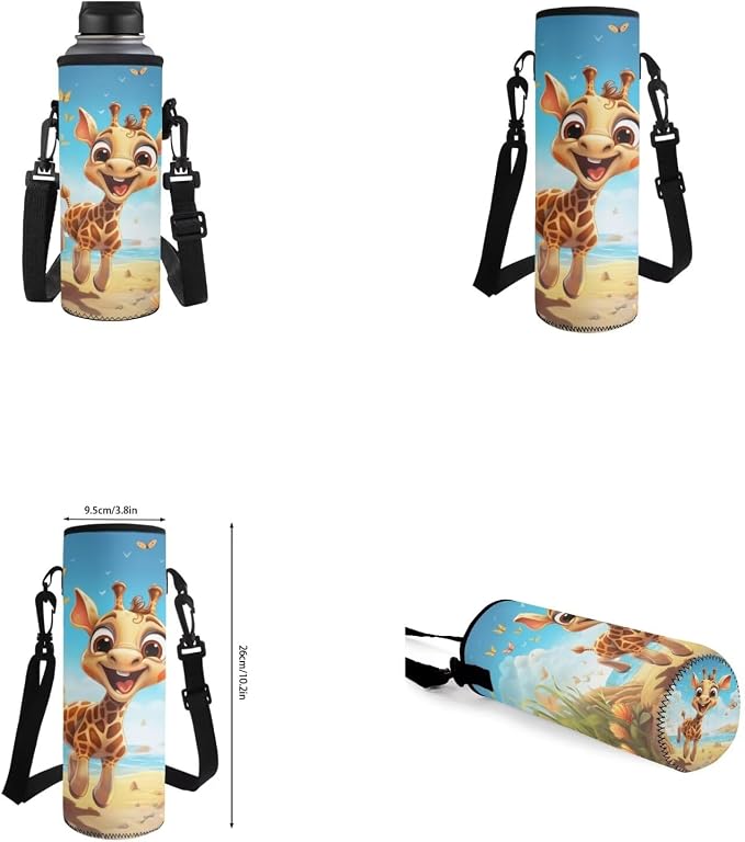 Giraffe Backpack for Girls Kids Backpack with Lunch Box Water Bottle Carrier and Cute Pencil Case 4PCS Set Bookbag with Front Pocket for School 17 inch Large School Bag for Elementary Girls - Image 6