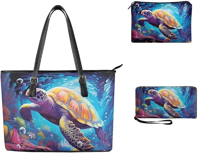Women Purse Handbags Wallet Sets Leather Shoulder Tote Bag for Women,Top Handle Purse with Wrist Wallet Bag - Image 3