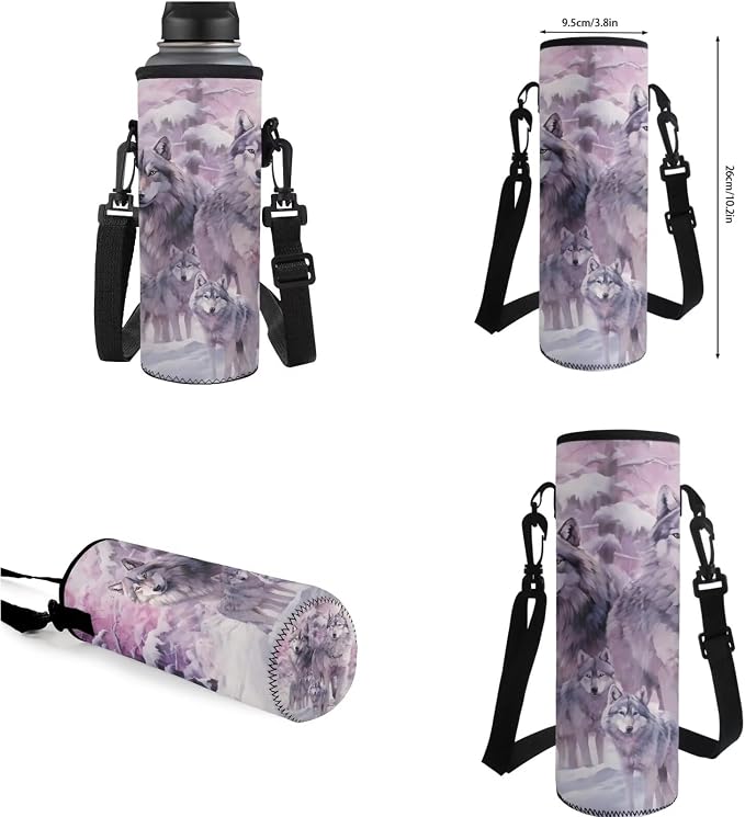 Wolf Backpack for Girls Kids Backpack with Lunch Box Water Bottle Carrier and Soft Pencil Case 4PCS Set Bookbag with Compartments for School 17 inch Large Capacity School Bag and Side Pocket - Image 7