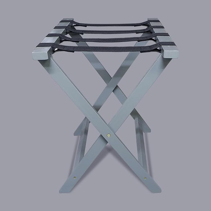 Casual Home Extra Wide Foldable Solid Wood Fully-Assembled Luggage Rack Slate Gray - Image 7