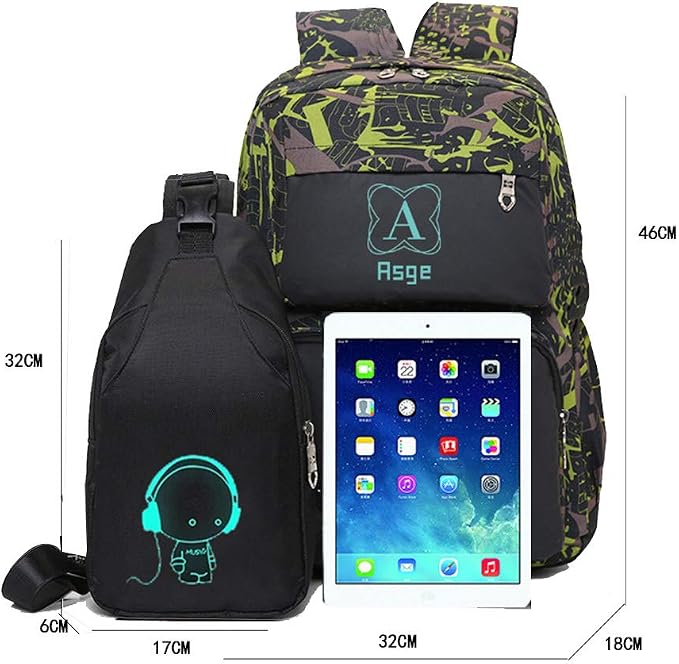 Asge boys backpack for kids camo bookbag for middle school bags travel back pack (Green) - Image 8