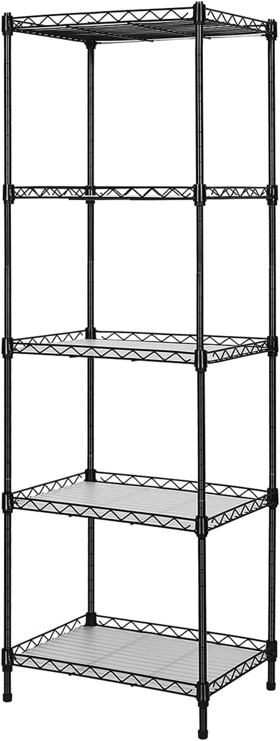 5-Tier Wire Shelving, 11.8x15.7x63in, Black - Heavy Duty Shelf - Kitchen Storage Shelves by GUANGFOSHUN