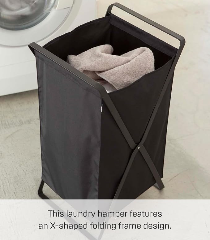 Yamazaki Home Tower Laundry Basket - Foldable Storage Hamper Organizer, 25" - Steel - 10.9 Gallons, 45 Liters - Image 3