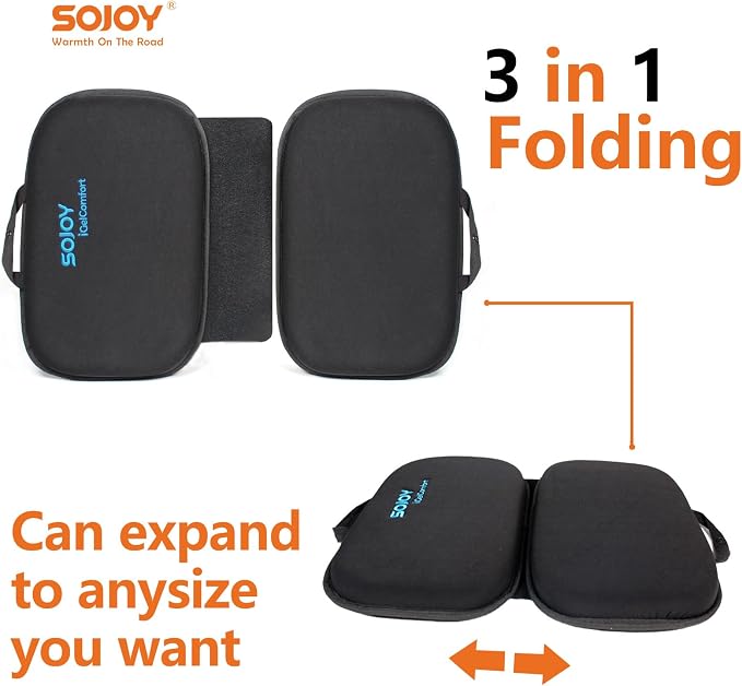 Sojoy iGelComfort 3 in 1 Foldable Gel Seat Cushion Featured with Memory Foam (A Must-Have Travel Cushion! Smart, Easy Travel Cushion) (Size: 18.5“ x 15" x 2") - Image 3