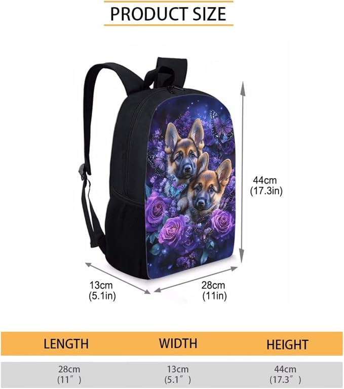 German Shepherd Backpack with Lunch Box Kids Girls 6-8/8-10 Butterfly Bookbag for 1st Grade Purple Rose Elementary School Back Pack Lunchbox Pencil Case Water Bottle Holder Kindergarten - Image 4