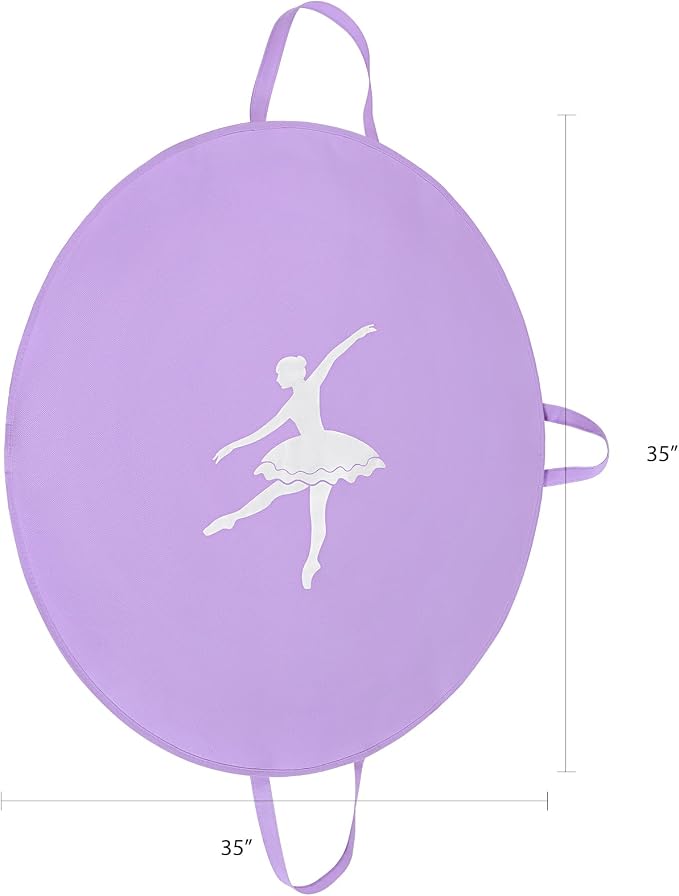 LOVEGRASS Tutu Garment Bag for Kids, 35" Tutu Bag for Hanging Clothes, Pancake Dance Bag for Dance Costume, Round Ballet Bag with 3 Handles for Children Girls, Purple - Image 2