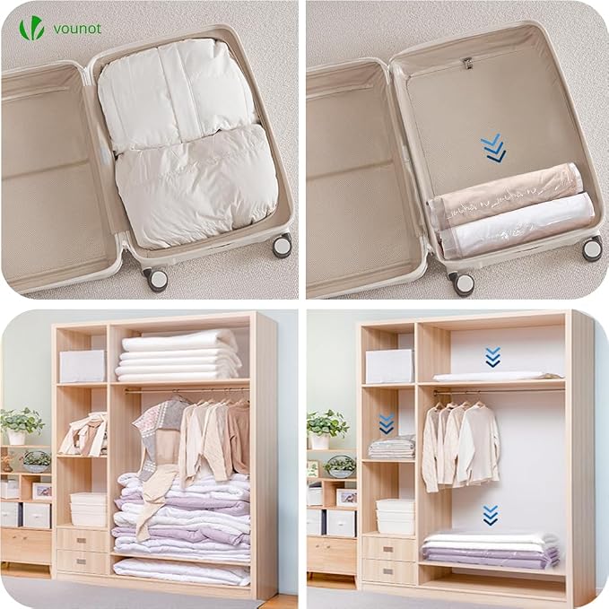 VOUNOT 12pcs Vacuum Storage Bags for Clothes, Duvets, Pillows, Blankets, Reusable Space Saver Bags with Pump, 2 Jumbo 4 Medium 4 Small 2 Roll Up, Multi-coloured, 2518080028772 - Image 6