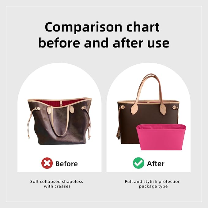 DGAZ Purse Organizer Insert Fits Neverfull-Mini/PM/MM/GM Bags，Silk Bag Organizer，Luxury Handbag & Tote Shaper（PM, Peach Pink） - Image 4