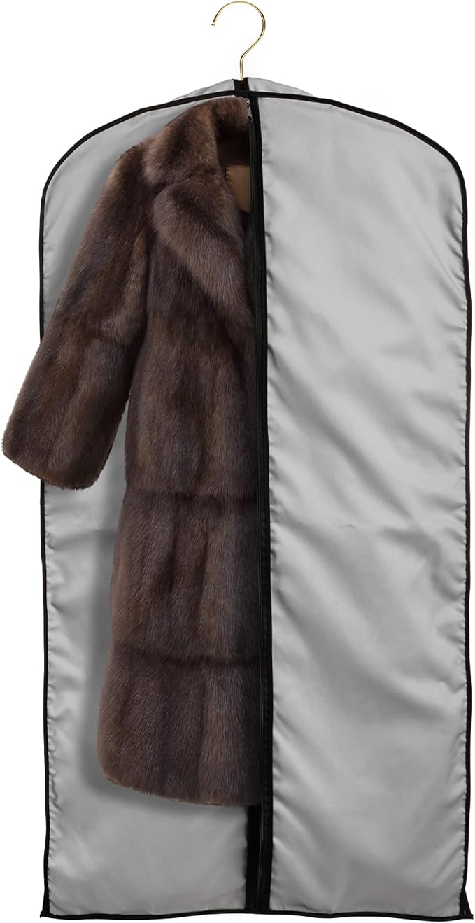45" Fur Coat Cotton Garment Bags for Travel & Hanging Clothes (Grey) - Suit Covers Garment Bag for Men & Women Dress Bag - Closet Storage Suit Bag, Dress Bags, Coat Storage by TUVAINC