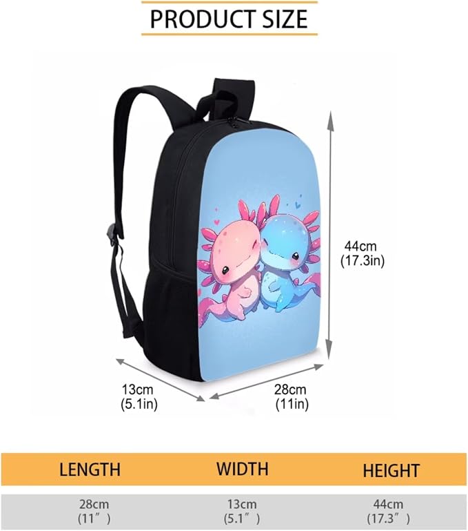 Personalized Kawaii Axolotl School Backpack for Girls with Lunch Box Kids Custom Bookbag Lunchbox Elementary Student Book Bag for Girls 8-10/6-8 Lunch Bag Pencil Case Water Bottle Holder Set - Image 4