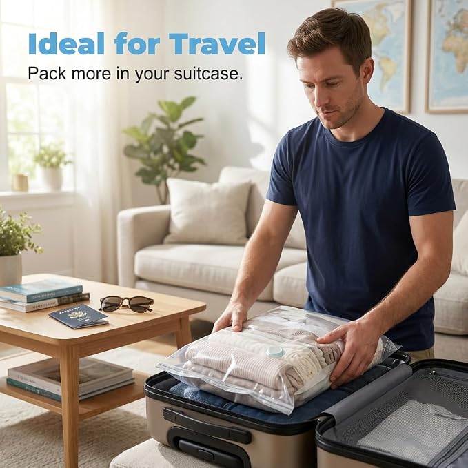 No Pump Vacuum Storage Bags, 3D Vacuum Compression Bags 40"×32"×12"(2) | No pump needed for quick compression. Ideal for storing sweaters, towels and bedding to save space for home and travel. - Image 3
