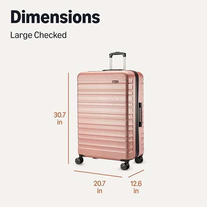Amazon Basics 30" Hardside Large Checked Luggage, Expandable For Up to 15% More Space, Scratch-Resistant Surface, Four Multi-directional Wheels, Rose Gold - Image 6