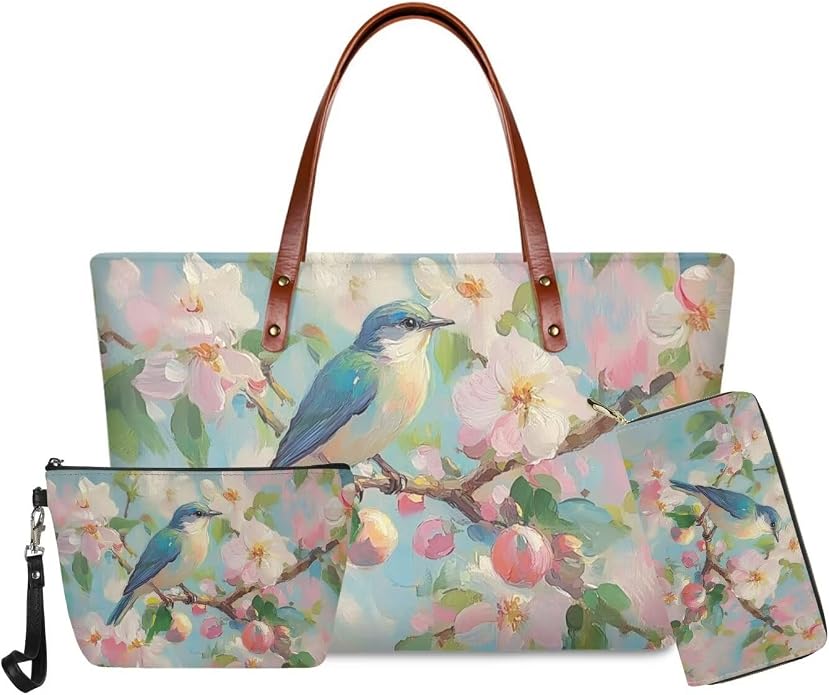 GIFTPUZZ Women Tote Bag Women Wallet Portable Cosmetic Bag for Women Bag Set 3 Pack PU Leather Bags with Zipper - Image 3