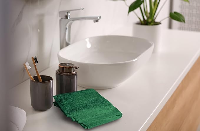 100% Cotton Washcloths 24 Pack (12x12 Inches) Soft, Highly Absorbent Washcloth, Face Towels, Wash Cloths for Face, Ring Spun, Bulk Pack (Dark Green) - Image 4