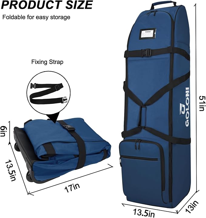 Goloni Golf Travel Bag with Wheels, Airline Golf Travel Case, Padded Rolling Golf Bag with Shoe Compartment - Image 5