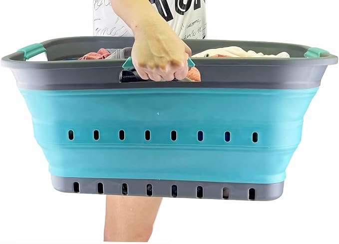 SAMMART 42L (11 gallon) Collapsible Plastic Laundry Basket - Foldable Pop Up Storage Container/Organizer - Portable Basket - Space Saving Hamper/Basket - Image 8