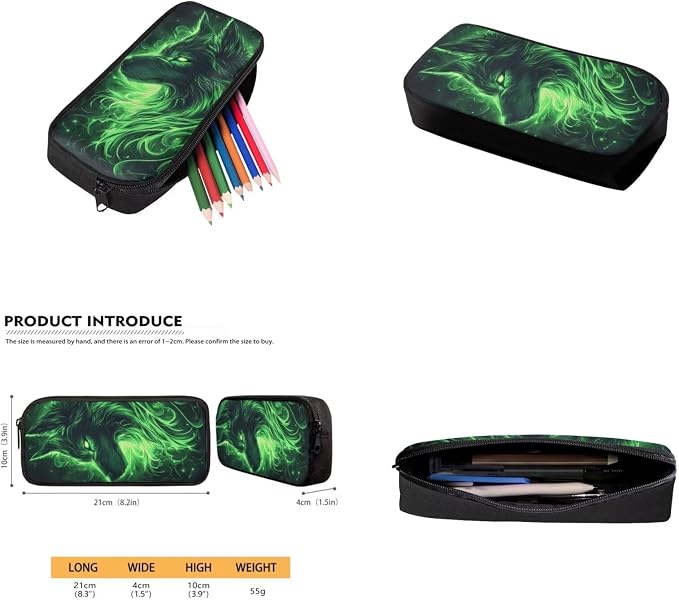 Galaxy Wolf Backpack for Boys Girls Backpack with Lunch Box Water Bottle Carrier and Large Pencil Case 4PCS Set Lightweight Bookbag with Front Pocket for School 17" Sturdy School Bag for Kids - Image 5
