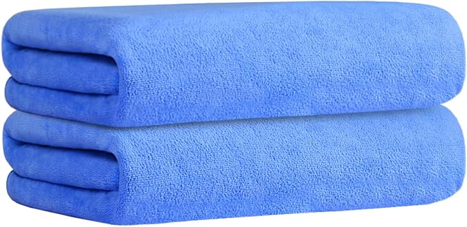 JML Large Microfiber Bath Towels Set for Adult, 2 Pack 30" x 60" - Soft, Absorbent, Quick Dry, Lint Free, Perfect for Sauna, Pool, Gym, Shower, Hair Wrap, Fitness, Sport, Yoga, Blue - Image 2