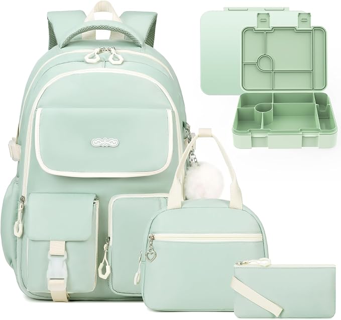 DIGOBAY Backpacks for Girls, 6PCS School Backpack with 43OZ Bento Box Lunch Bag Pencil Pouch for Teen Girls Kids Elementary Primary Middle High College Travel School bag Bookbag Set by DIGOBAY