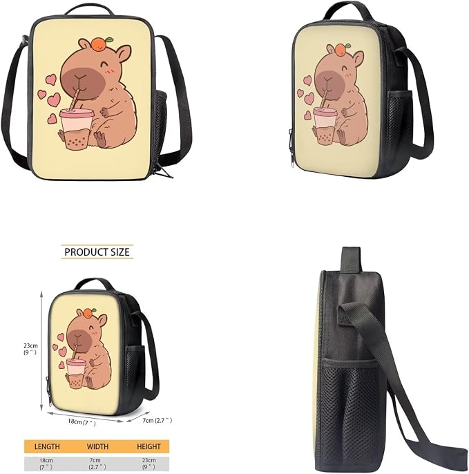 Cute Capybara Girls Backpacks Ages 8-10 with Lunchbox Lightweight School Bags for Girls with Lunch Bag Cute Pencil Cases for Middle School High School - Image 4