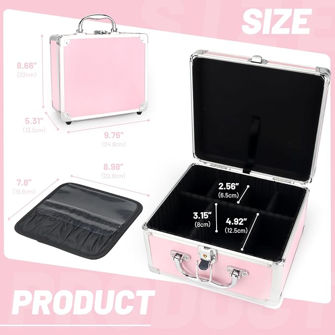 Makeup Case with LED Mirror, Portable Lockable Vanity Case, Travel Makeup Train Box for Women, Cosmetic Organizer, Detachable 3-Color Lighted Mirror, Adjustable Dividers, Brush Holder - Image 2