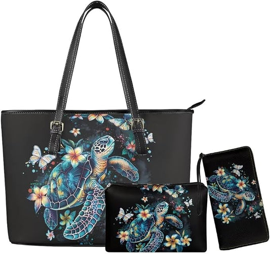 Women Purse Handbags Wallet Sets Leather Shoulder Tote Bag for Women,Top Handle Purse with Wrist Wallet Bag by Unknown