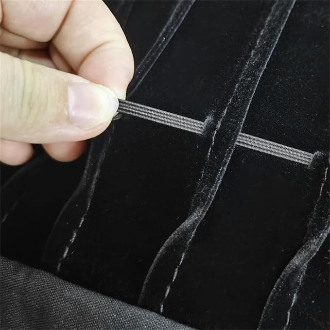 Travel Necklace Organizer, Tangle Free Jewelry Case, 16 Slots | Foldable,LightWeight Compact, Velvet Lining Jewelry Storage Bag for Chain Bracelet, Gift for Women Girls,Gray PU and Black - Image 7