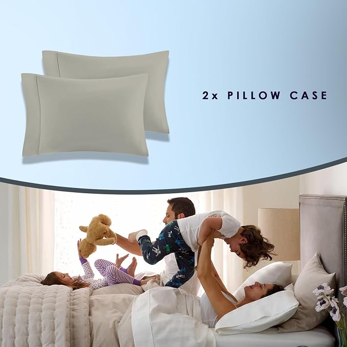 Pizuna Pure 100% Luxury Cotton Queen Size Pillow Case Silver, 1000 Thread Count 100% Long Staple Cotton Sateen Pillowcase, Pillow Covers with Stylish 4" Hem (Combed Cotton Pillowcase) - Image 4