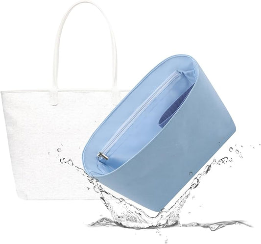 Lightweight Bag Insert for Artois PM, Side Zipper, Azure | Bottle Holder and Side Zip, Smooth Satin Interior, Easy-Care Outer Surface, Multiple Color Options, Structured Yet Flexible by 19NeatThin