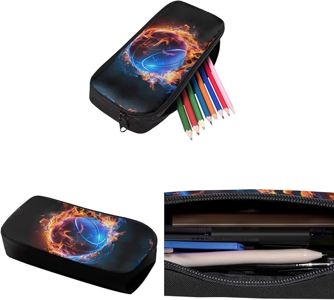 School Backpack for Teens School Bags, Basketball Flame Kids Schoolbag Include Leakproof Lunch Box Pencil Case Water Bottle Organizer for Preschool Elementary Bookbag Travel Daypack - Image 6