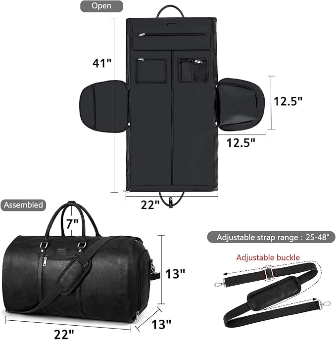 Garment Bag for Travel, Convertible Carry on Garment Duffel Bag for Men 3Pcs Weekender Bag 2 in 1 Hanging Suitcase Suit Bag - Image 7